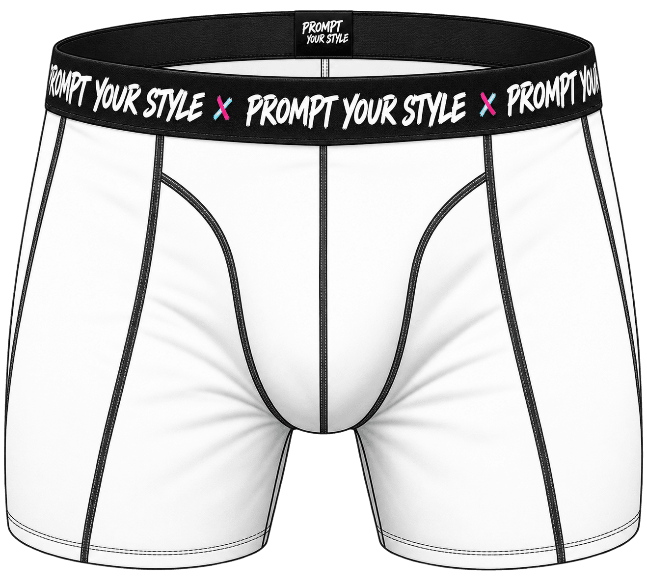 Prompt your Style — weiße Boxershorts mit PROMPT YOUR STYLE Waistband